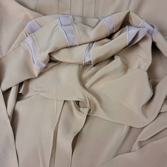 Vintage Celine Camel Tan Silk Midi Skirt Skort Sz 40 US‎ 8 Pleated Front Preppy - Picture 5 of 7